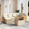 vidaXL 7-delige Loungeset met kussens poly rattan beige