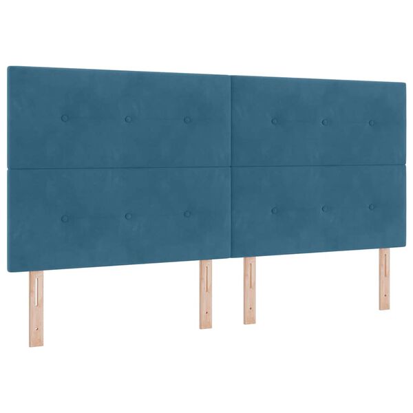 vidaXL LED Box Spring Bed met matras Donkerblauw 200 x 200 cm Stof