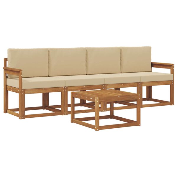 vidaXL Buiten bankenset 5 pcs Natuurlijk en Beige Massief Acaciahout