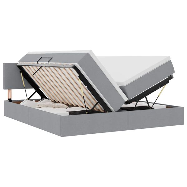 vidaXL Bed met LED-striplichten Lichtgrijs 180 x 200 cm Stof