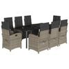 vidaXL 9-delige Tuinset met kussens poly rattan grijs
