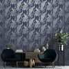 DUTCH WALLCOVERINGS Behang Peacock marineblauw en zilverkleurig