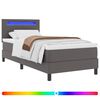 vidaXL Boxspringbed met hoofdeinde Grijs 90 x 190 cm Kunstleer
