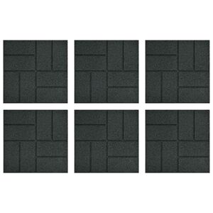 vidaXL Stapsteen 6 st Zwart 40,5 x 40,5 x 2 cm Rubber