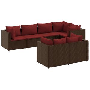 vidaXL 7-delige Loungeset met kussens poly rattan bruin