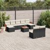 vidaXL 10-delige Loungeset met kussens poly rattan zwart
