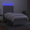 vidaXL Boxspring met matras en LED stof lichtgrijs 90x190 cm