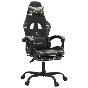 vidaXL Gamestoel met voetensteun kunstleer zwart en camouflage