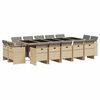 vidaXL 15-delige Tuinset met kussens poly rattan gemengd beige