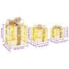 vidaXL Cadeau Doos met 60 LED 3 pcs Warmwit 20 x 20 x 20 cm PET
