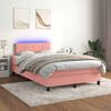 vidaXL Boxspring met matras en LED fluweel roze 120x190 cm