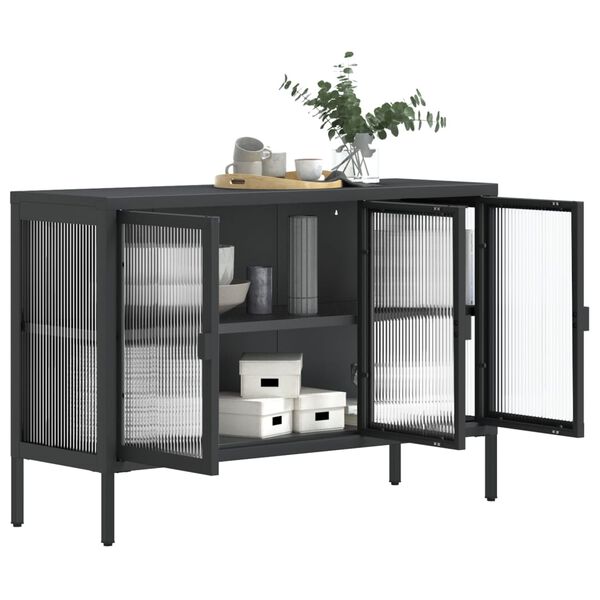 vidaXL Dressoir 105x35x70 cm glas en staal zwart