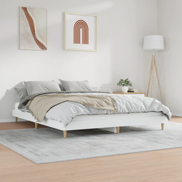 vidaXL Bedframe zonder matras 180x200 cm spaanplaat wit