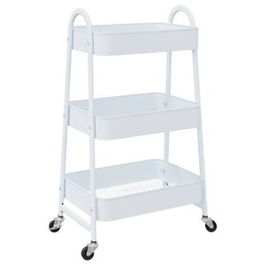 vidaXL Opbergtrolley 3-laags 42x41,5x77 cm staal wit