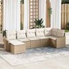 vidaXL Tuin Sofa Set met kussen 7 pcs Beige en Crème poly rattan