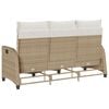 vidaXL Verstelbare tuinbank met kussens L-vormig beige poly rattan