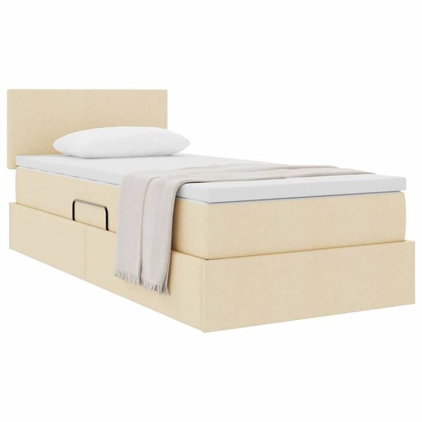 vidaXL Opbergbed met matras met matras Cr&egrave;me 90 x 190 cm Bewerkt hout