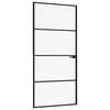 vidaXL Binnendeur 93x201,5 cm gehard glas en aluminium smal zwart