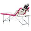 vidaXL Massagetafel inklapbaar 4 zones aluminium wit en roze