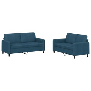 vidaXL 2-delige Loungeset fluweel blauw