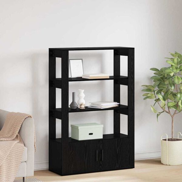 vidaXL Dressoir Zwart eiken 30 x 80 x 119,5 cm Bewerkt hout