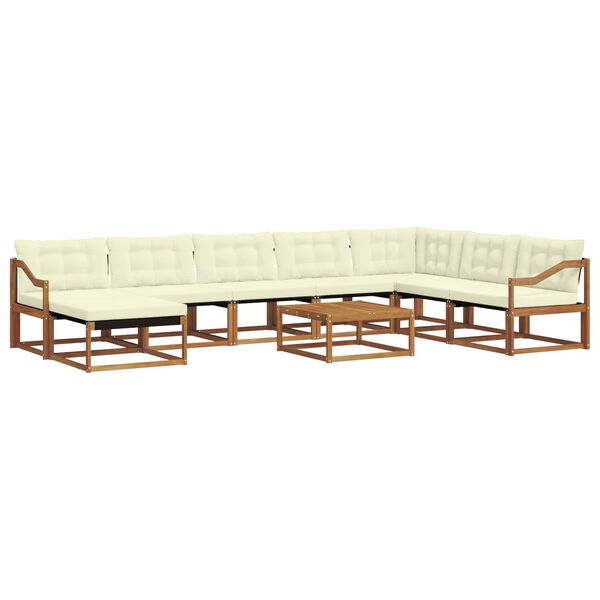 vidaXL Buiten bankenset 9 pcs Natuurlijk en Cr&egrave;me Massief Acaciahout