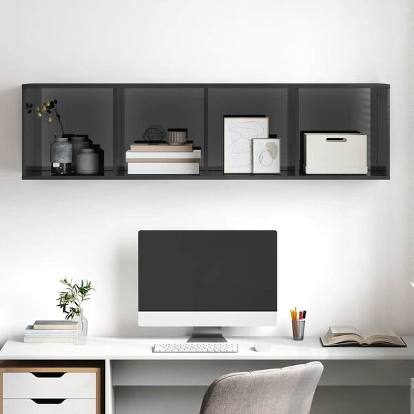 vidaXL Tv-wandmeubel 37x37x142,5 cm bewerkt hout hoogglans grijs