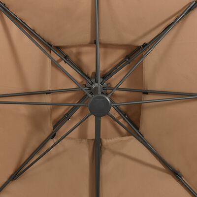 vidaXL Zweefparasol met dubbel dak 300x300 cm taupe