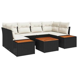 vidaXL Tuin Sofa Set met opslag 7 pcs Zwart Poly riet