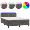 vidaXL Boxspring met matras en LED fluweel donkergrijs 140x200 cm