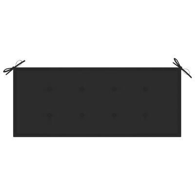 vidaXL Tuinbank met zwart kussen 120 cm massief teakhout