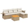 vidaXL 6-delige Loungeset met kussens poly rattan beige