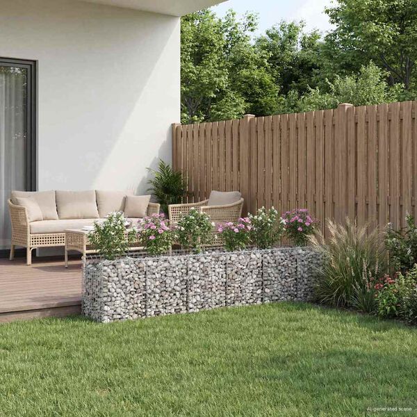 vidaXL Gabion Verhoogd Bed 2 pcs Zilver 300 x 50 x 60 cm