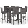 vidaXL 7-delige Tuinbarset met kussens poly rattan grijs