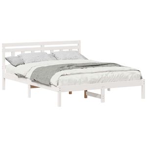 vidaXL Bedframe Wit 150 x 200 cm Massief grenenhout
