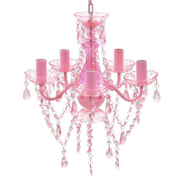 vidaXL Kristallen licht met 5 gloeilampen rosa