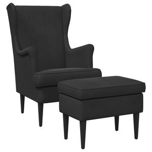 vidaXL Fauteuil met Voetenbank 2 st Zwart Fluweel
