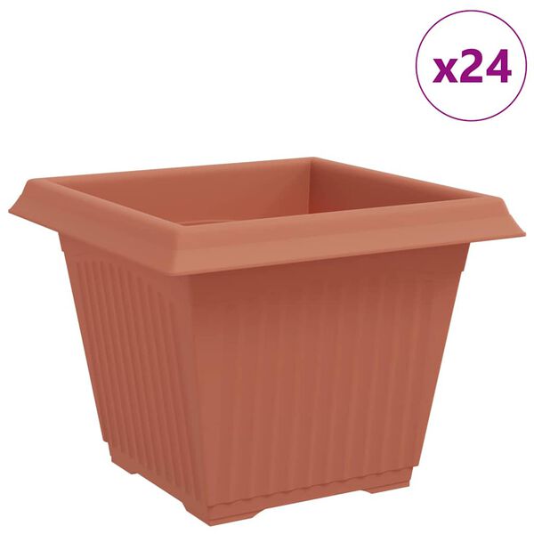 vidaXL Vierkante Bloempot 24 pcs Baksteenrood 28,5 x 28,5 x 22 cm