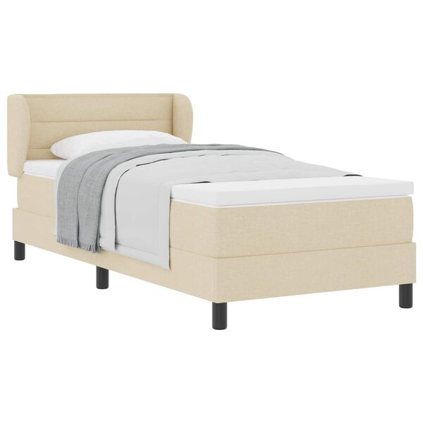 vidaXL Boxspringbed met matras met hoofdeinde Cr&egrave;me 90 x 190 cm Stof