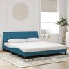 vidaXL Bed met matras "Hanko" fluweel blauw 180x200 cm