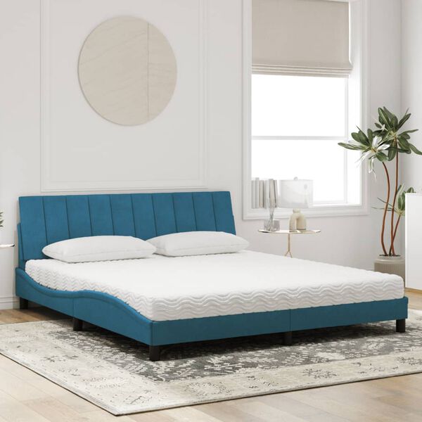 vidaXL Bed met matras "Hanko" fluweel blauw 180x200 cm