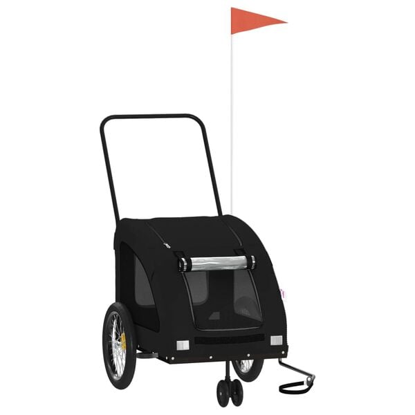 vidaXL Hondenfietstrailer oxford stof en ijzer zwart