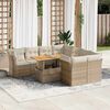 vidaXL 9-delige Loungeset met kussens poly rattan beige
