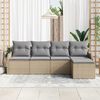vidaXL Tuin Sofa Set met kussen met opslag 5 pcs Beige Poly riet
