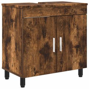 vidaXL Badkamer Waskom Gerookt eiken 60 x 35 x 60 cm Bewerkt hout