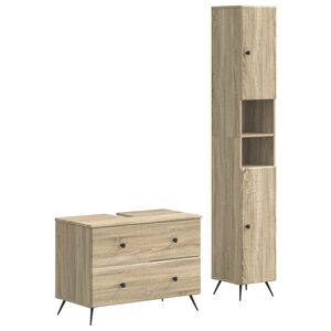 vidaXL 2-delige Badkamerkast Set BREDA Sonoma Eiken Bewerkt hout
