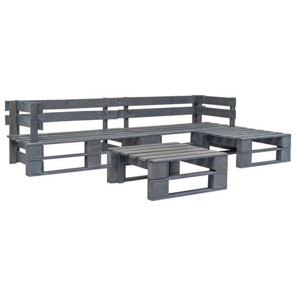 vidaXL 4-delige Loungeset pallet hout grijs
