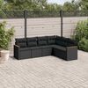 vidaXL 6-delige Loungeset met kussens poly rattan zwart