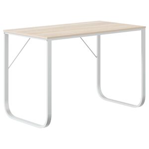 vidaXL Computerbureau 110x60x73 cm spaanplaat wit en eikenkleurig