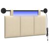 vidaXL Hangend hoofdbord Met LED-verlichting Cr&egrave;mekleurig Stof